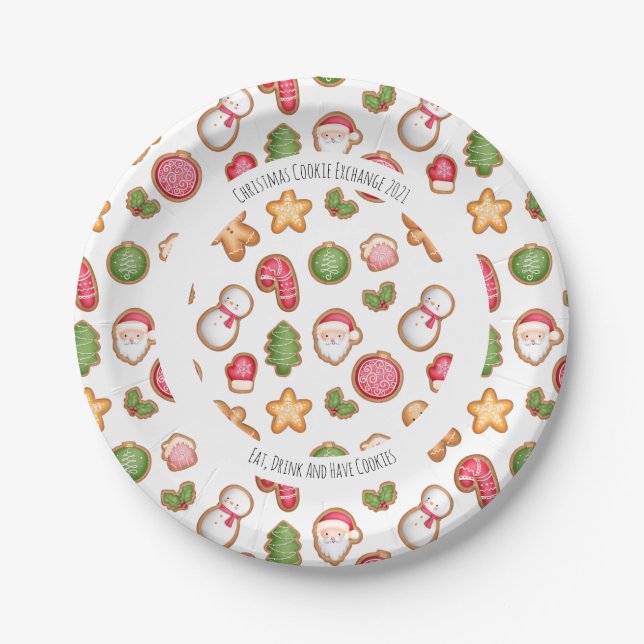 Christmas Cookie Exchange Paper Plate (Front)