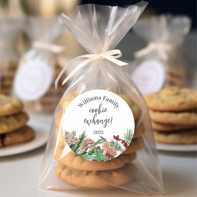 Christmas Cookie Exchange Party  Classic Round Sticker (Creator Uploaded)
