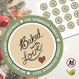 Christmas Cookie Exchange Party Favour Package Classic Round Sticker