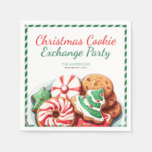 Christmas Cookie Exchange Party Festive Green  Napkin