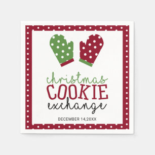 Christmas Cookie Exchange Party Holiday Oven Mitts Napkin