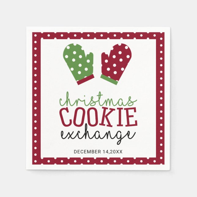 Christmas Cookie Exchange Party Holiday Oven Mitts Napkin (Front)
