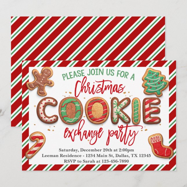 Christmas Cookie Exchange Party Invitation (Front/Back)