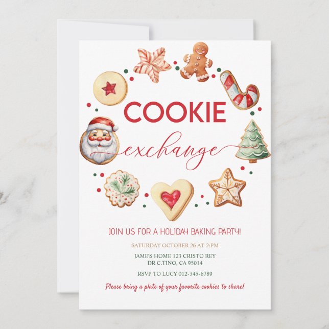 Christmas Cookie Exchange Party Invitation (Front)