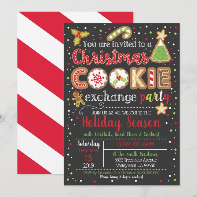 Christmas Cookie Exchange Party Invitation (Front/Back)