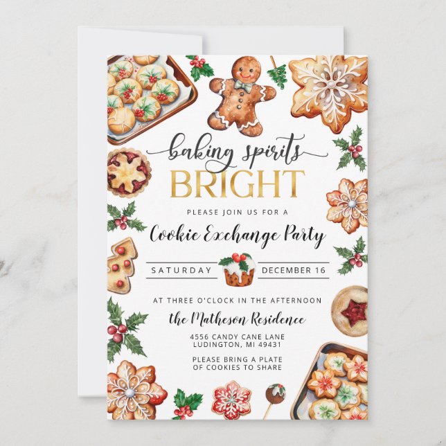 Christmas Cookie Exchange Party Invitation (Front)