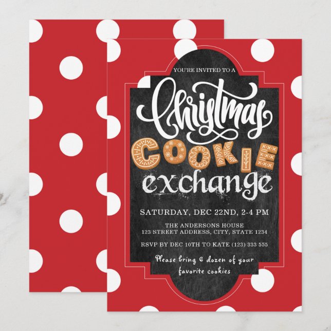 Christmas Cookie Exchange Party Invitation (Front/Back)
