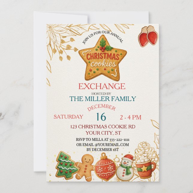 Christmas Cookie Exchange Party Invitation (Front)