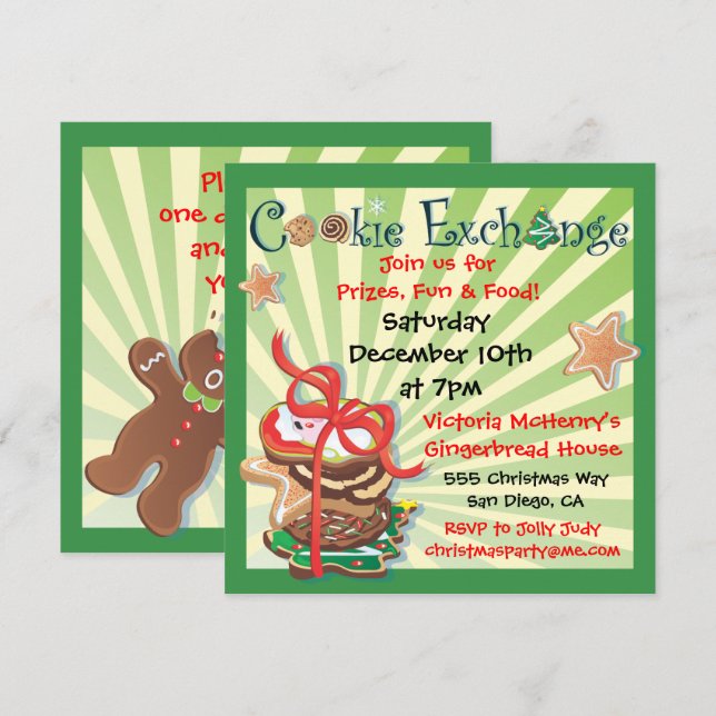 Christmas Cookie Exchange Party Invitation (Front/Back)