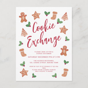 Christmas Cookie Exchange Party  Invitation Postcard