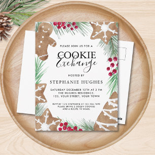Christmas Cookie Exchange Party Invitation Postcard