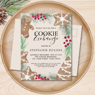 Christmas Cookie Exchange Party  Invitation Postcard