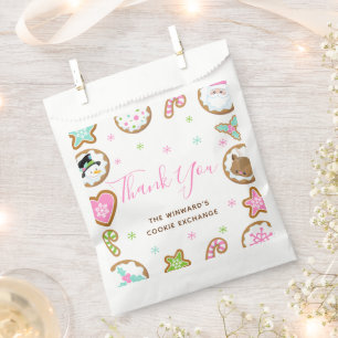 Christmas Cookie Exchange Party Pink Thank You Favour Bags