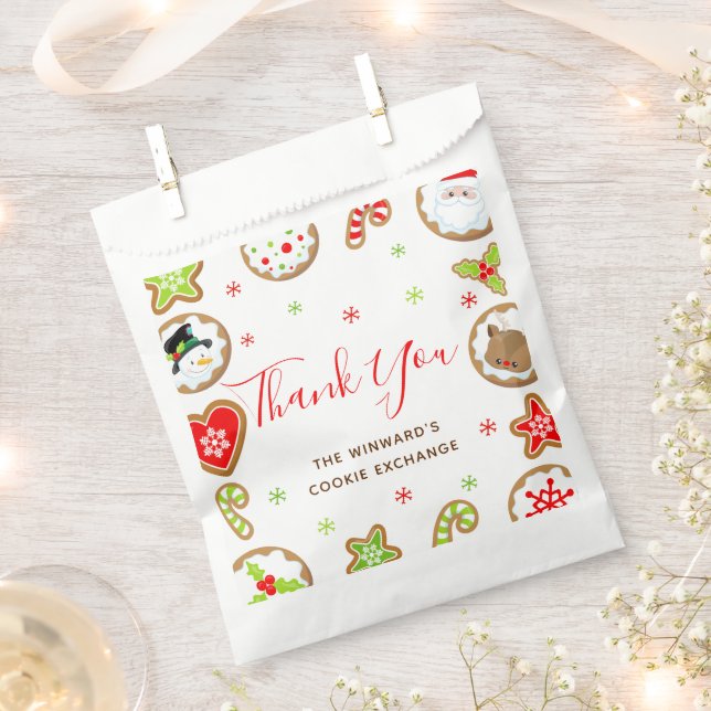 Christmas Cookie Exchange Party Red Thank You Favour Bags (Clipped)