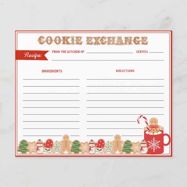 Christmas Cookie Exchange |  Recipe Card (Front)