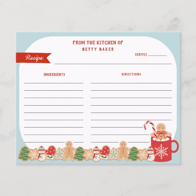 Christmas Cookie Exchange |  Recipe Card (Front)