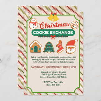 Christmas Cookie Exchange & Recipe Swap Tan Party Invitation