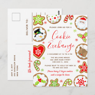 Christmas Cookie Exchange Red and Green Postcard