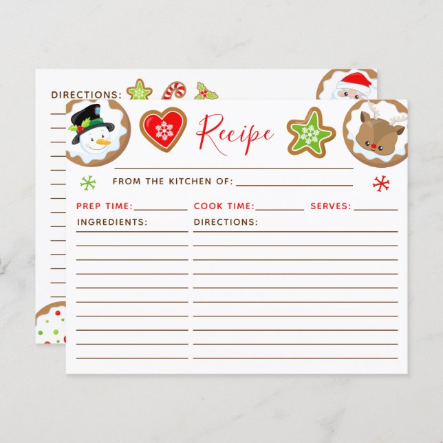 Christmas Cookie Exchange Red and Green Recipe  (Front/Back)