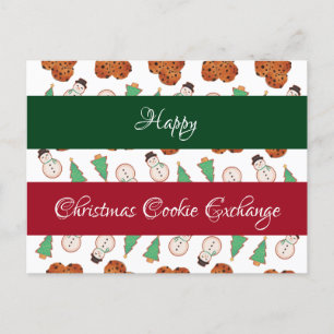 Christmas cookie exchange red green gingerbread  holiday postcard