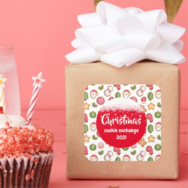 Christmas Cookie Exchange  Square Sticker (Party)