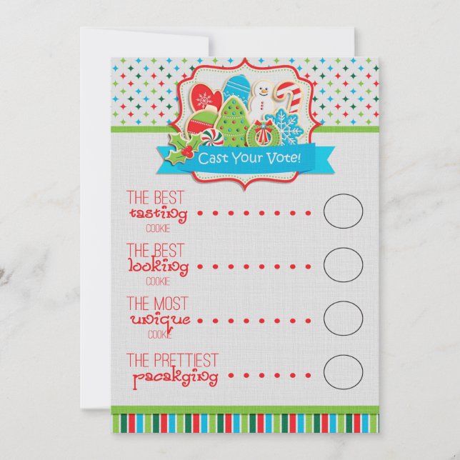 Christmas Cookie Exchange Voting Ballots (Front)