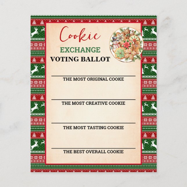 Christmas Cookie Exchange Voting Card Flyer (Front)