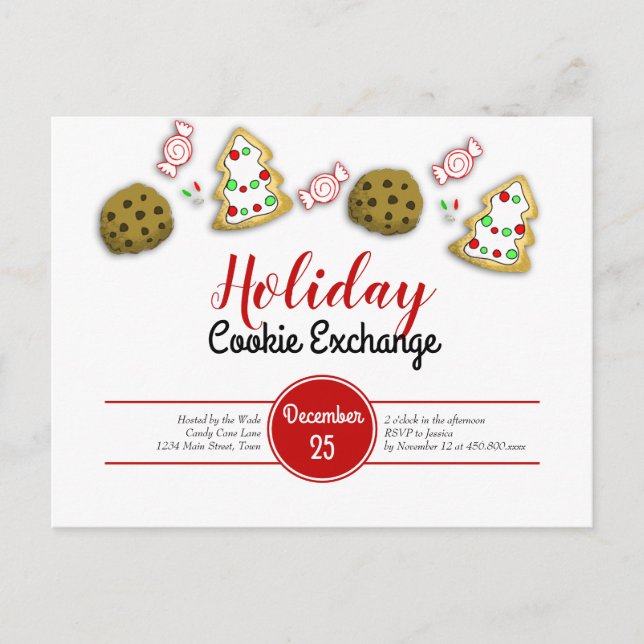 Christmas Cookie Exchange Whimsical Postcard (Front)