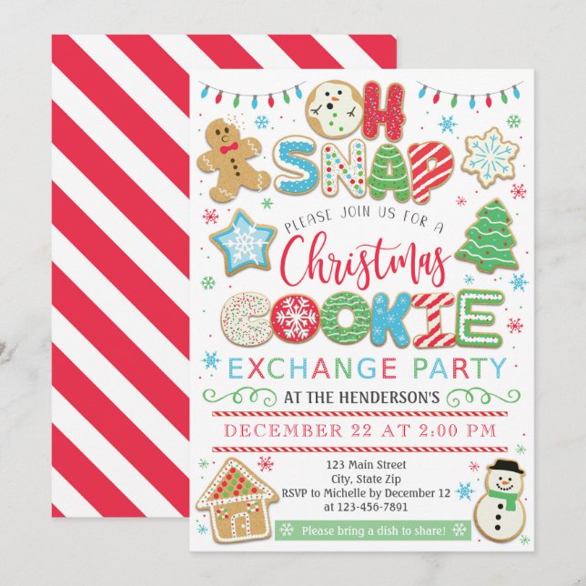 Christmas Cookie Exhange Party Invitation Holiday (Front/Back)