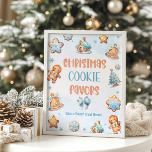 Christmas Cookie Favours Blue  boy Birthday party Poster