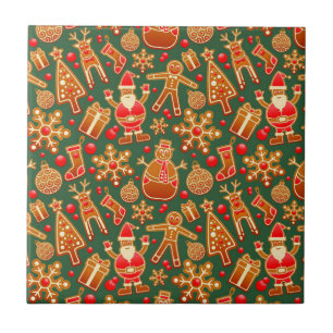 Christmas Cookie Fun Holiday Items on Green Tile