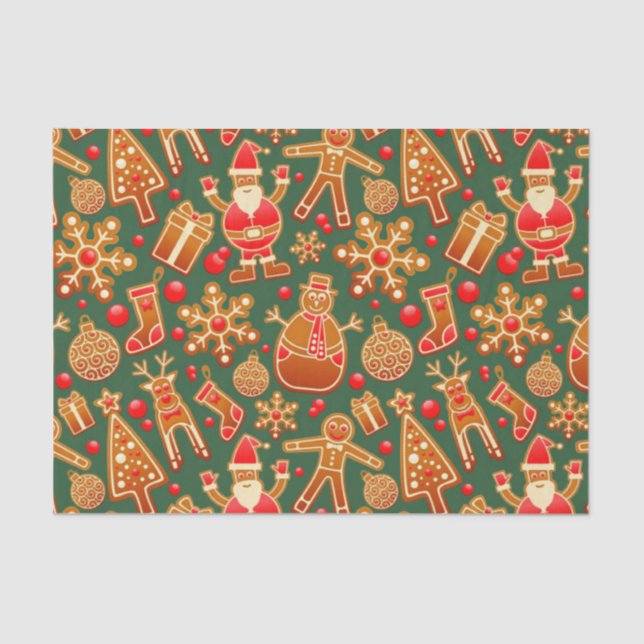 Christmas Cookie Fun Holiday Items on Green Tissue Paper (Front)