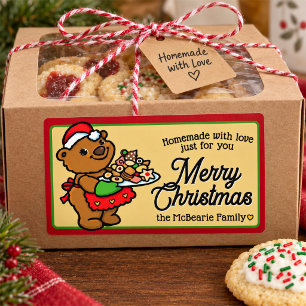 Christmas Cookie Gift Label with Cute Santa Bear