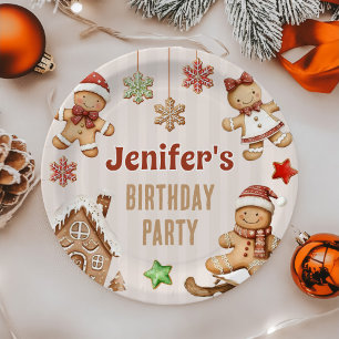 Christmas Cookie Gingerbread Birthday Paper Plate