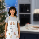 Christmas Cookie Gingerbread Man Bake Off Name Apron<br><div class="desc">Christmas Cookie Gingerbread Man Bake Off Name For your Christmas Cookie Bake Off a modern design with a cookies and gingerbread people pattern.  Christmas Cookies is in a modernset script. Easily personalise with name.</div>