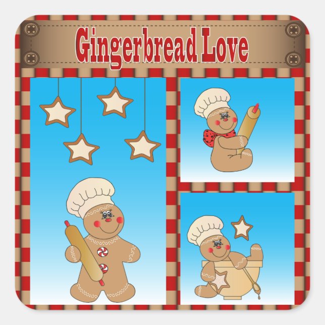 Christmas Cookie Gingerbread Men Square Sticker (Front)