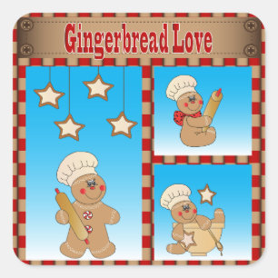 Christmas Cookie Gingerbread Men Square Sticker
