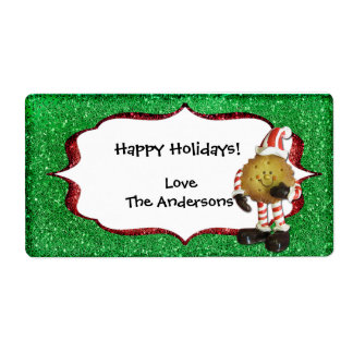 Christmas Cookie Glitter label - green