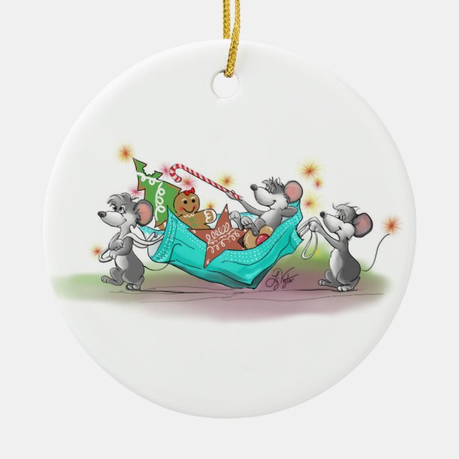 Christmas Cookie Heist Ceramic Tree Decoration (Front)