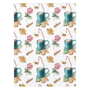 Christmas Cookie Hot Chocolate Holiday Tablecloth