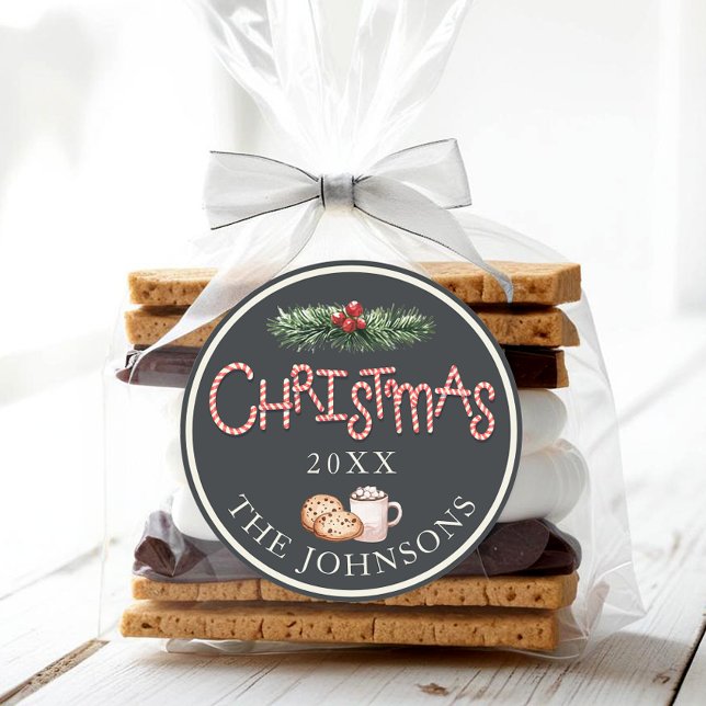 Christmas Cookie Hot Cocoa Favour Sticker (Christmas Party Favor Sticker)