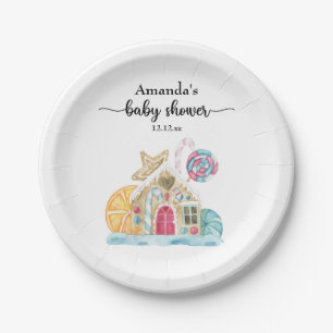 Christmas cookie house baby shower paper plate