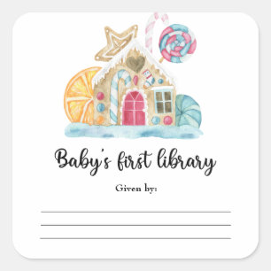 Christmas cookie house - Baby's first library Square Sticker