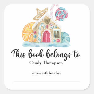 Christmas cookie house - this book belongs to square sticker