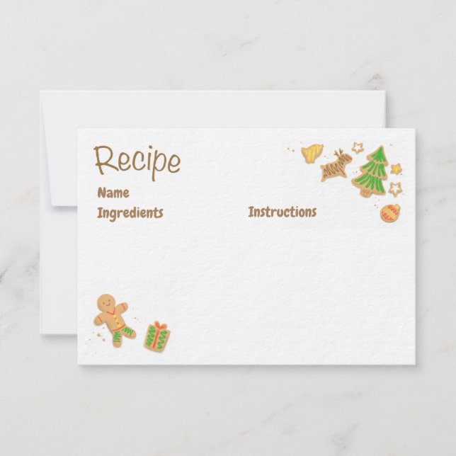 Christmas Cookie Illustrated Recipe Cards (Front)