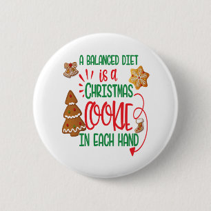 Christmas cookie in each hand 6 cm round badge