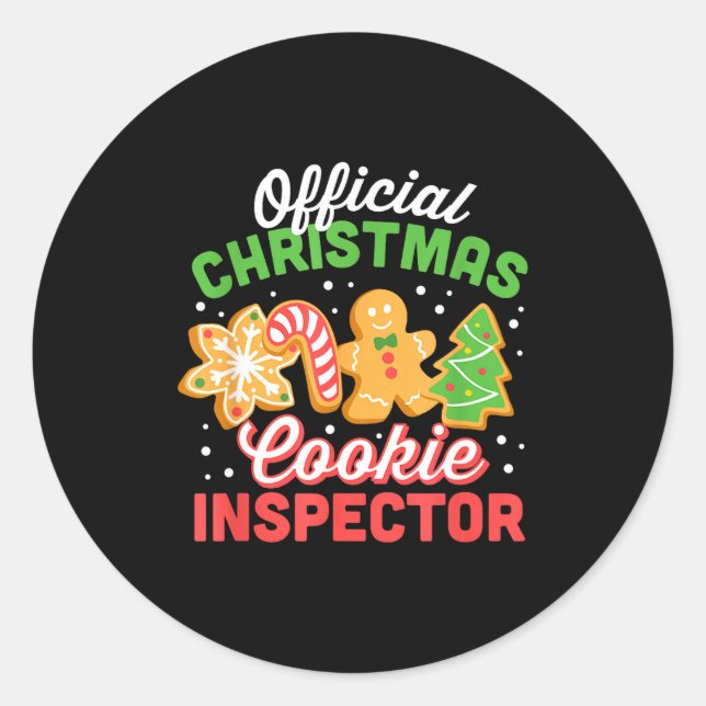 Christmas Cookie Inspector Dad  Classic Round Sticker (Front)