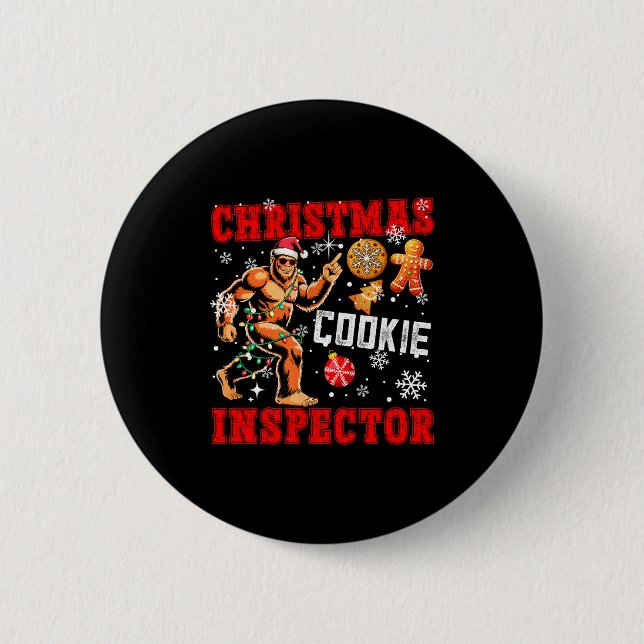 Christmas Cookie Inspector Xmas Santa Bigfoot Funn 6 Cm Round Badge (Front)