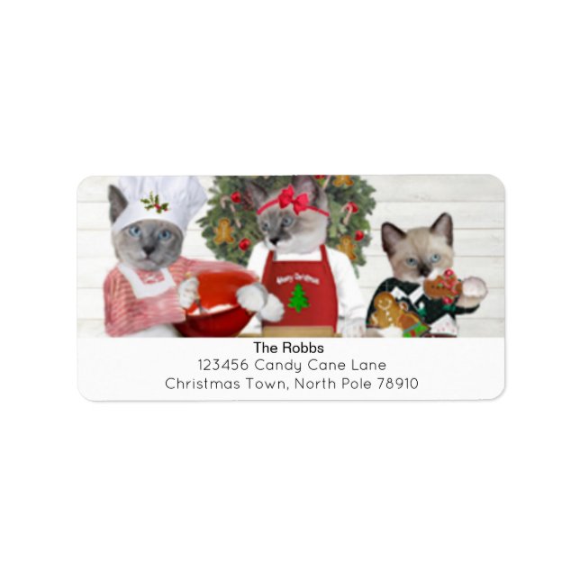 Christmas Cookie Kitten Address Label (Front)