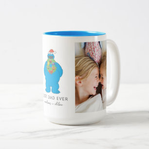Christmas Cookie Monster Best Dad - Photo Two-Tone Coffee Mug